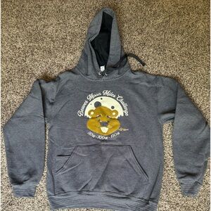 Small navy/beige striped sweatshirt, brand is Sofspun